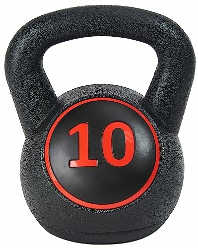 Black kettlebell with red 10 label